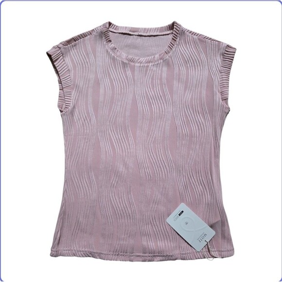 Shein Shirt Women XS Short Sleeve Pink Tee Textured Swirl NWT Summer Barbie Girl - Picture 1 of 7